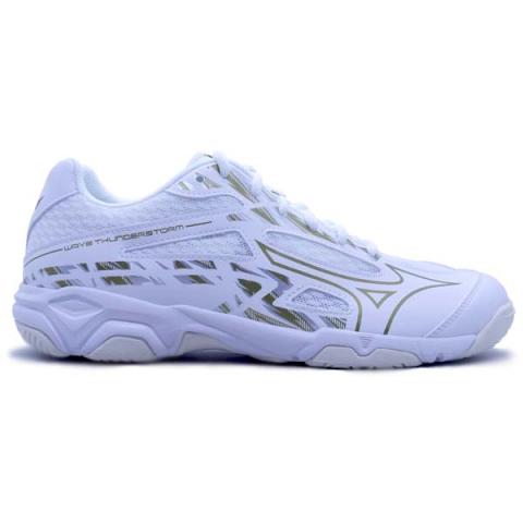 Promo Sepatu Volley Mizuno Wave Thunderstorm V1GA222158 White Gold Snow White