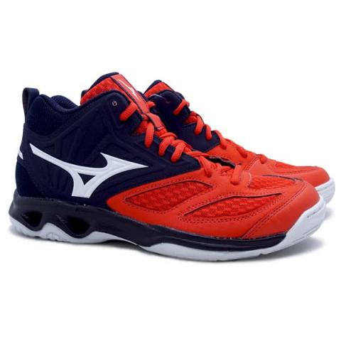 Sepatu Volley Mizuno Dynablitz MID Fiery Red White Salute