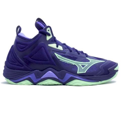 Sepatu Volley Mizuno Wave Momentum 3 MID V1GA231711 Evening Blue Techno Green Iolite