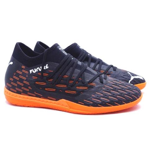 Sepatu Futsal Puma Future 6.3 Netfit IT Black White Shocking Orange
