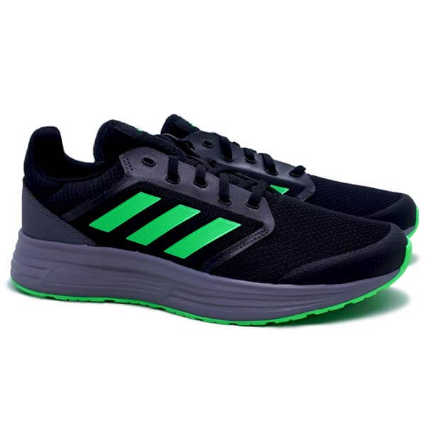 Sepatu Running Adidas Galaxy 5 H04597 Cblack Screaming Green Grey Three