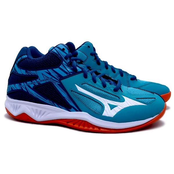 Sepatu Volley Mizuno Thunder Blade 3 MID V1GA217584 Lake Blue