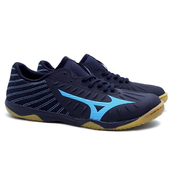 Sepatu Futsal Mizuno Rebula Sala Pro IN - Black/Blue Atoll
