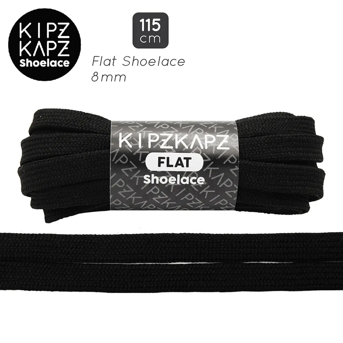 Tali Sepatu Kipzkapz F1 - Flat 8MM 115 - Black