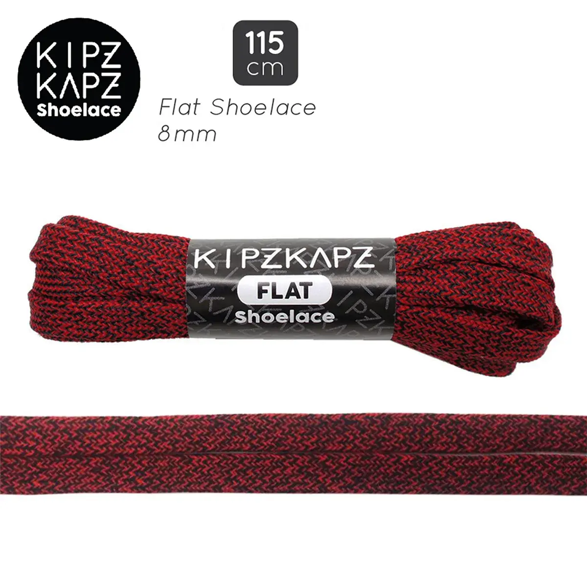 Tali Sepatu Kipzkapz F15A - Flat 8MM 115 - Black Red