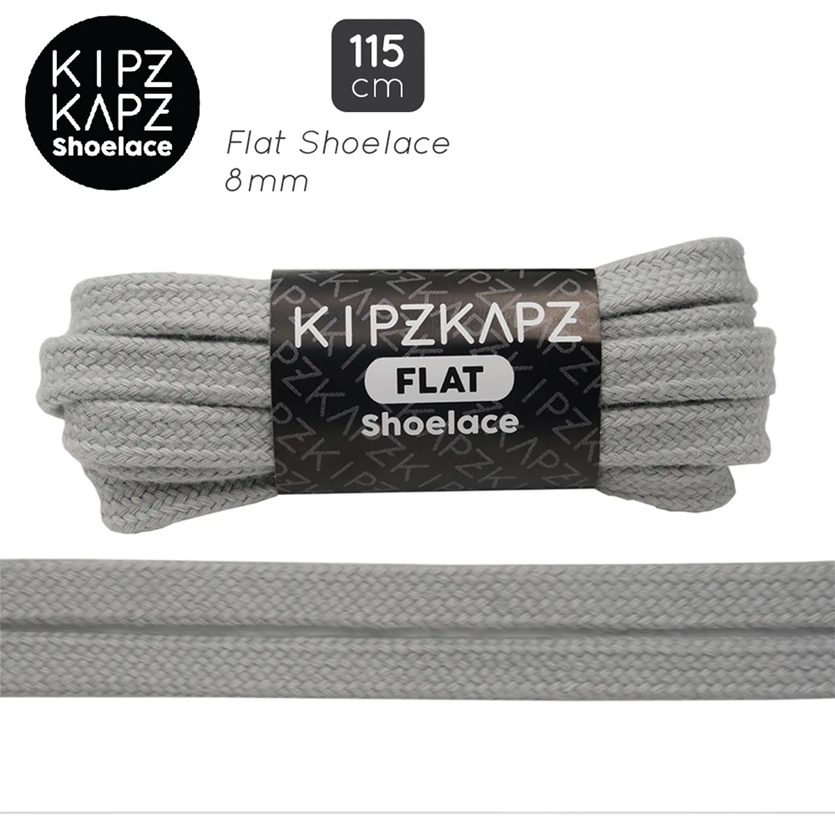 Tali Sepatu Kipzkapz FS16 - Flat 8MM 115 - Braided Grey