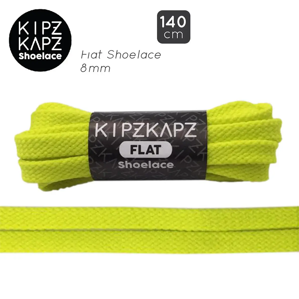 Tali Sepatu Kipzkapz FS20 - Flat 8MM 140 - Neon Yellow