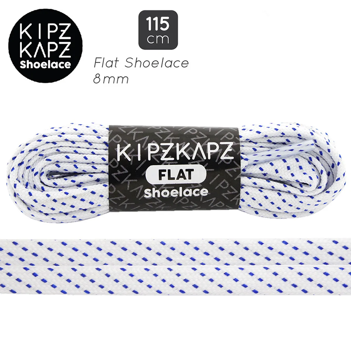 Tali Sepatu Kipzkapz FS59 - Flat 8MM 115 - White Blue Stripes