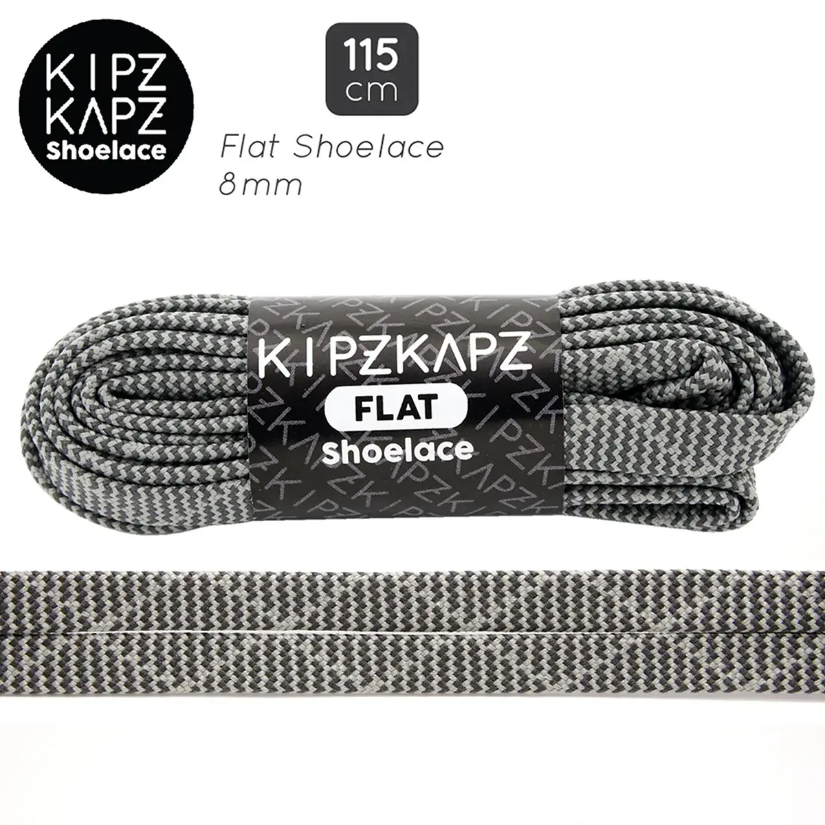 Tali Sepatu Kipzkapz FS61 - Flat 8MM 115 - Grey Zigzag