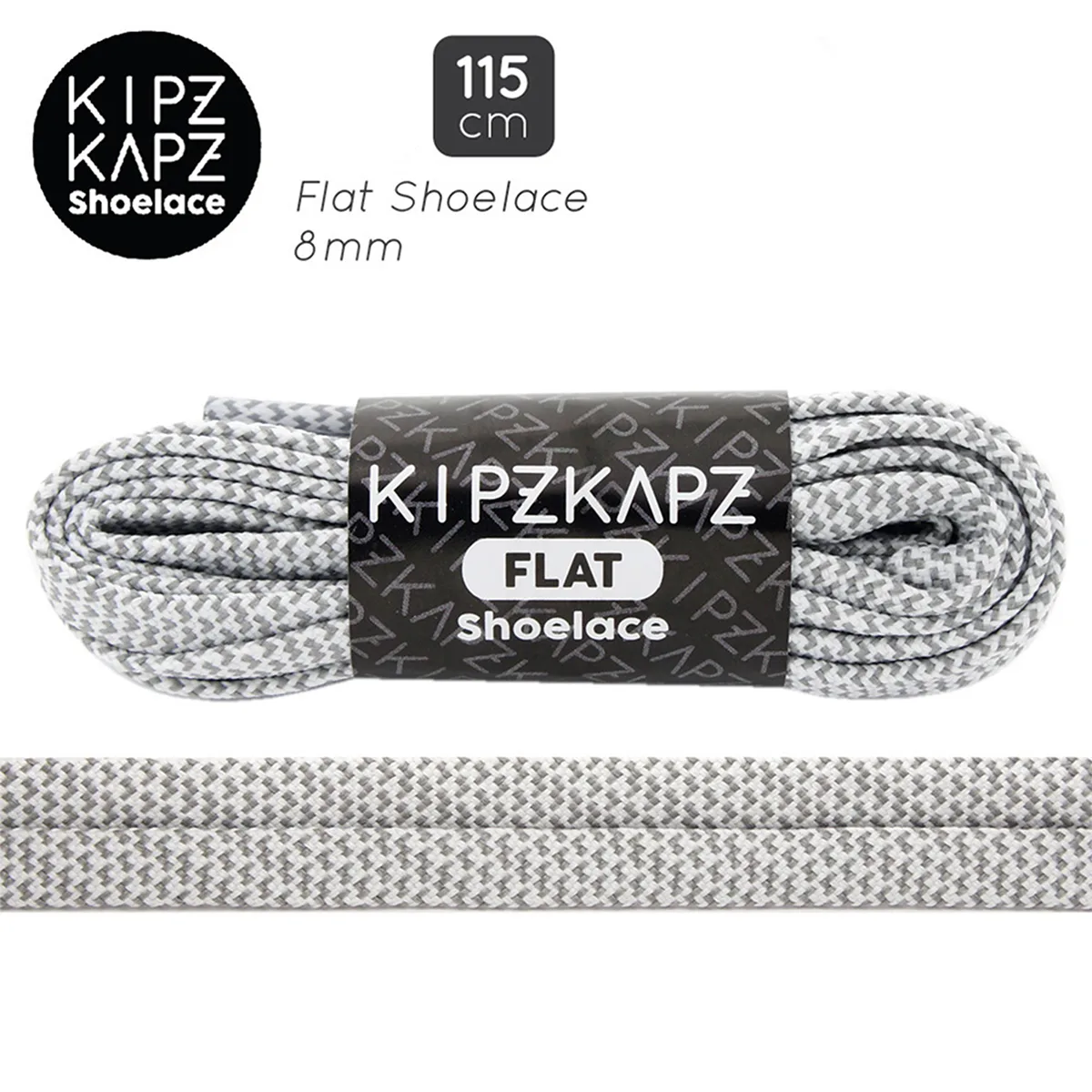 Tali Sepatu Kipzkapz FS66 - Flat 8MM 115 - Grey White Braid