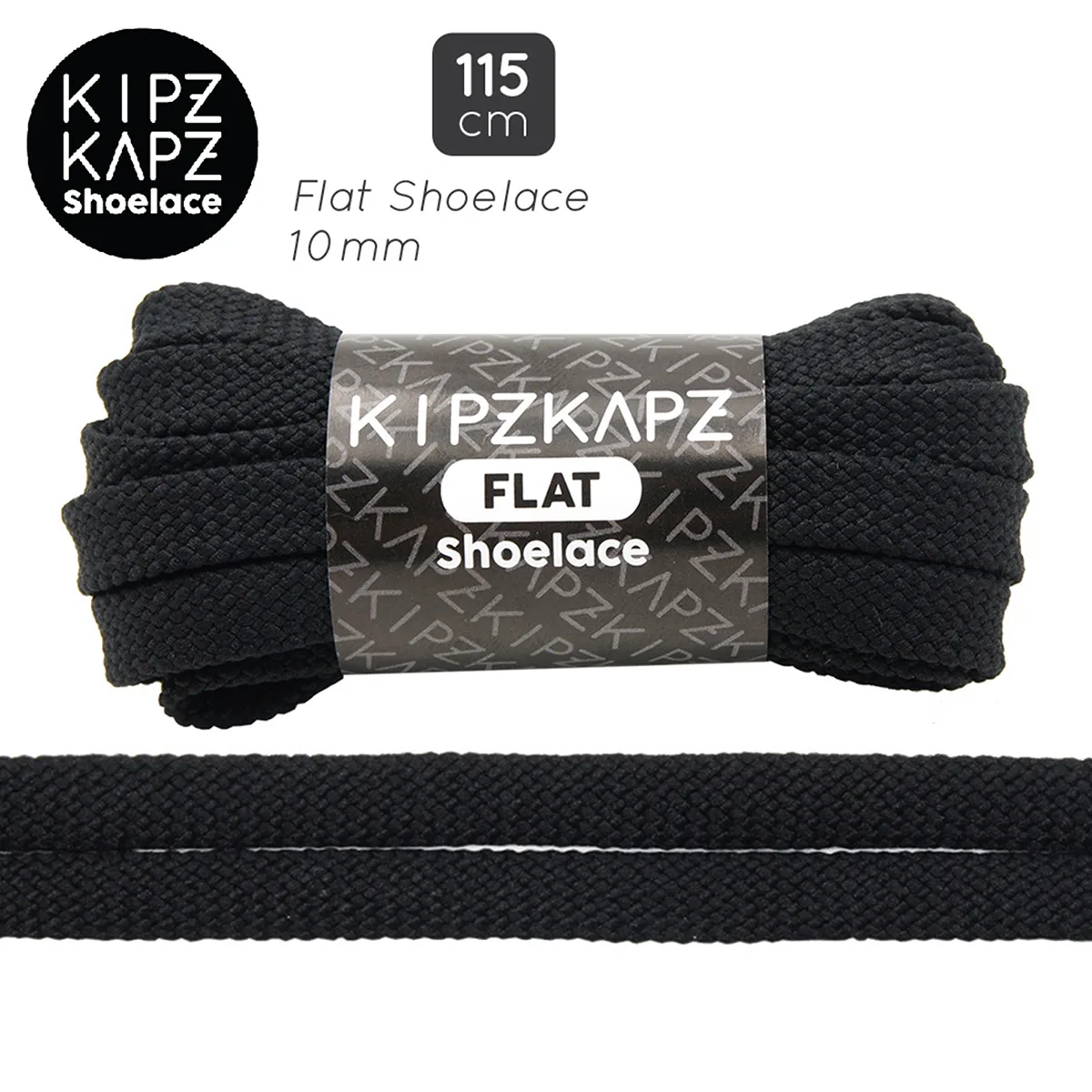 Tali Sepatu Kipzkapz FS77A- Flat 10mm 115 - Black Wave