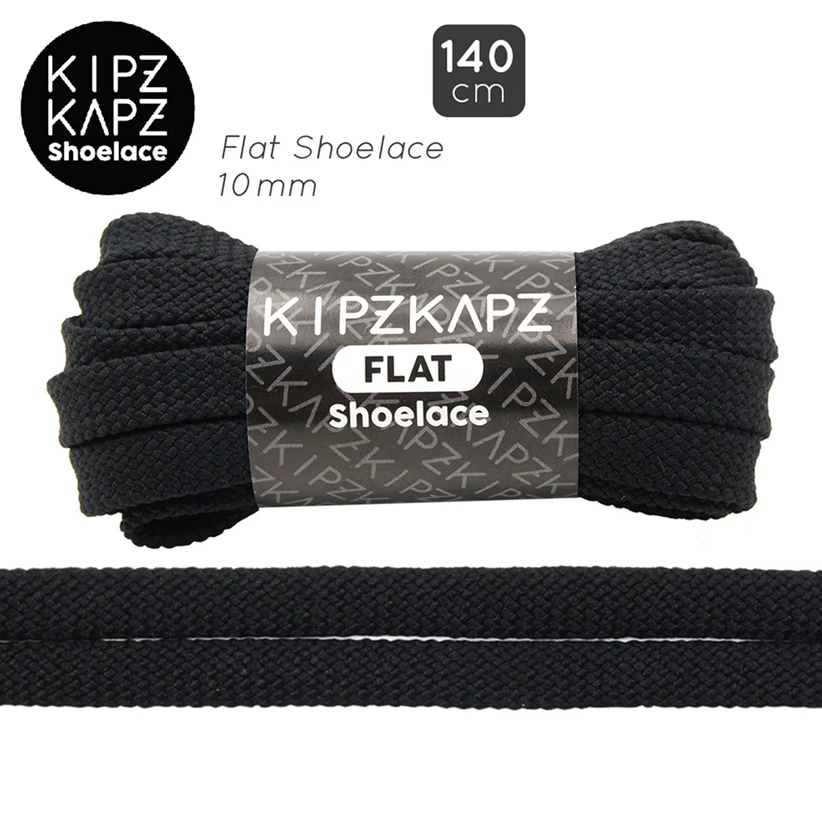 Tali Sepatu Kipzkapz FS77A- Flat 10mm 140 - Black Wave