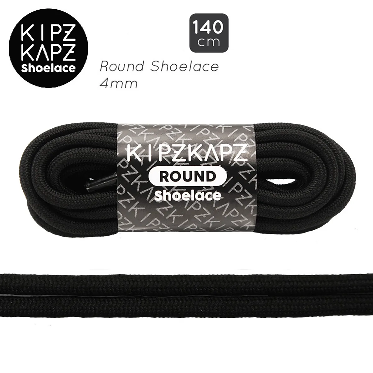 Tali Sepatu Kipzkapz R1 - Round 4MM 140 - Black