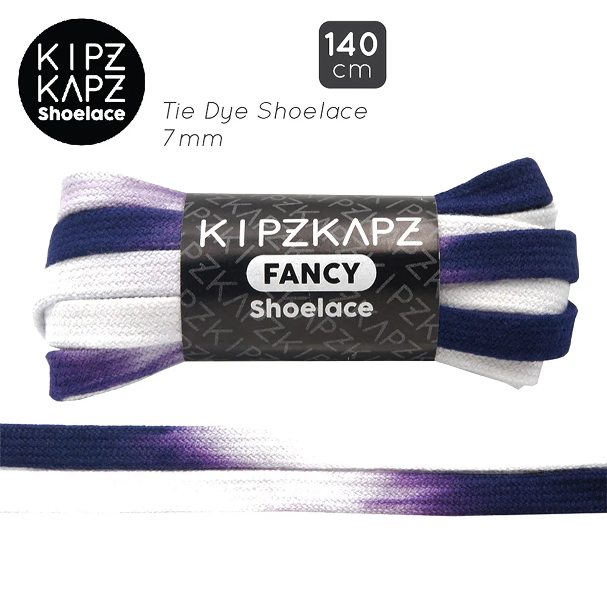 Tali Sepatu Kipzkapz XS14 - Flat Printed 7MM 140 - Tie-Dye Purple