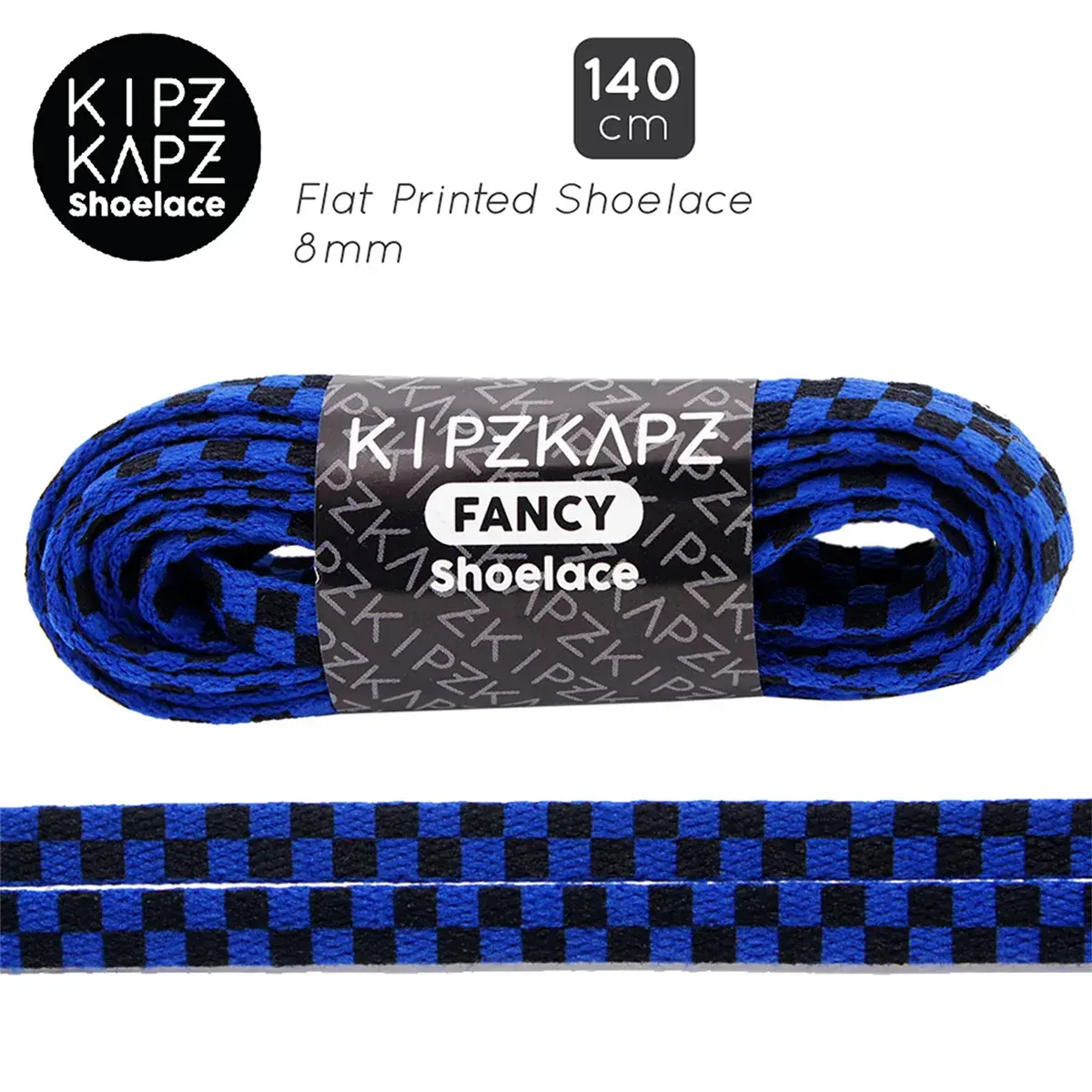 Tali Sepatu Kipzkapz XS30 - Flat Checker 8MM 140 - Black Blue