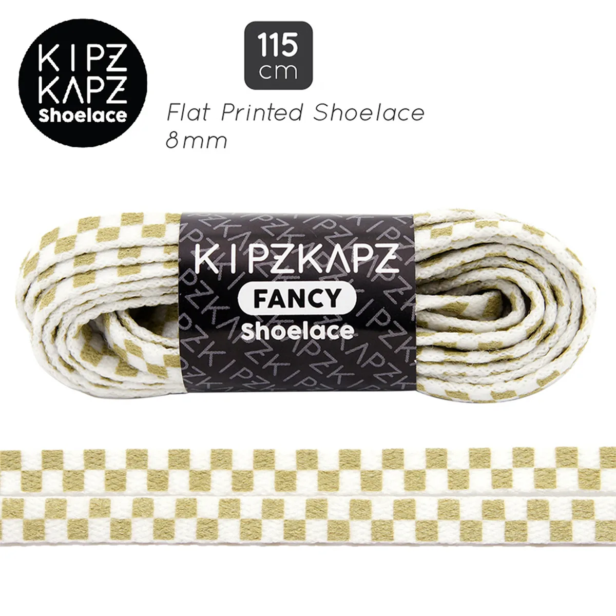 Tali Sepatu Kipzkapz XS32 - Flat Checker 8MM 115 - White Beige