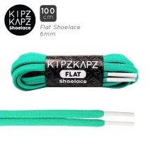 Tali Sepatu Kipzkapz FS15 - Flat 6MM 100 - Green Turquoise White Tip