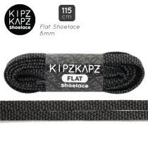 Tali Sepatu Kipzkapz FS65 - Flat 8MM 115 - Black Grey Braid