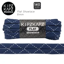 Tali Sepatu Kipzkapz FS89A - Flat 8MM 140 - Navy With White Zigzag
