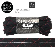 Tali Sepatu Kipzkapz FS89B - Flat 8MM 140 - Black With Red Zigzag