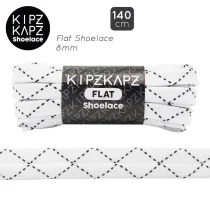 Tali Sepatu Kipzkapz FS89D - Flat 8MM 140 - White With Black Zigzag