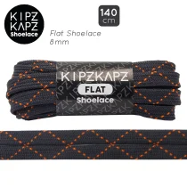 Tali Sepatu Kipzkapz FS89E - Flat 8MM 140 - Dark Grey With Orange Zigzag