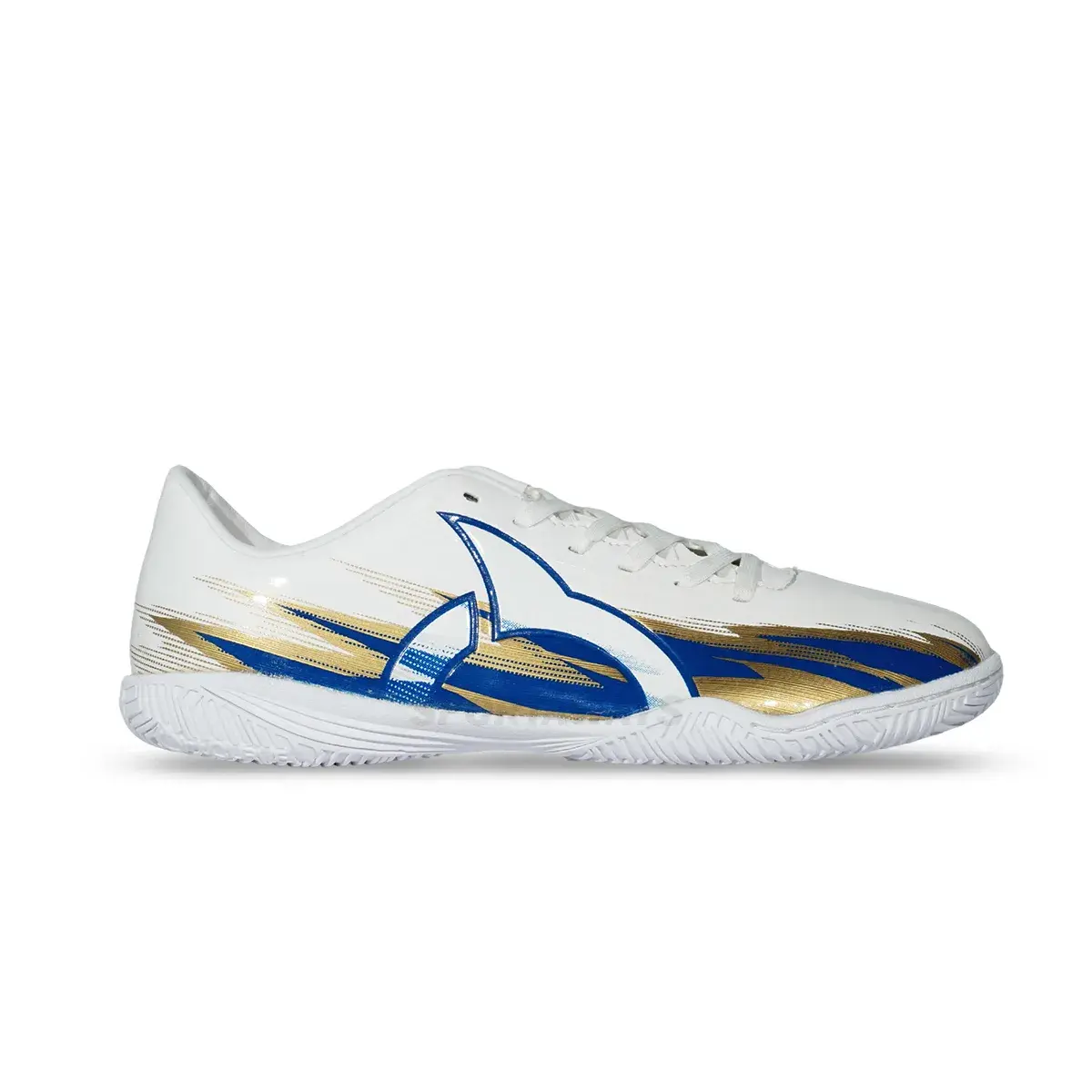 Sepatu Futsal Anak Ortuseight Spark IN JR - White/Navy/Gold 