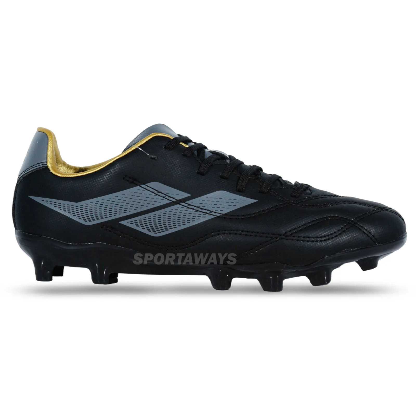 Sepatu Bola Mills Enzo FG - Black/Dark Grey/Gold 