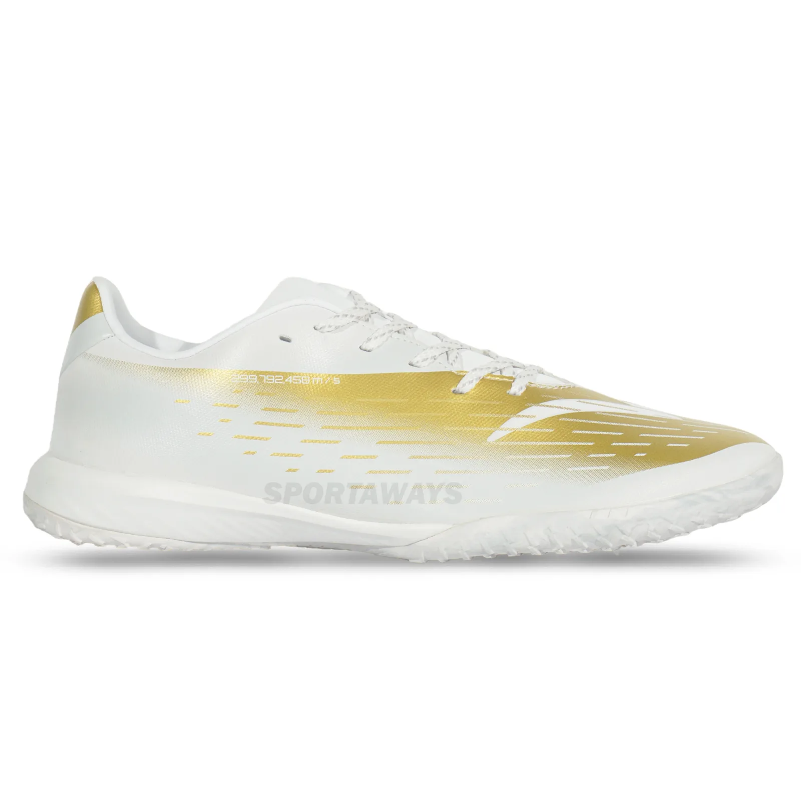 Sepatu Futsal Specs Accelerator Lightspeed 5 Pro IN - White/Oyster Mushroom/Rich Gold 
