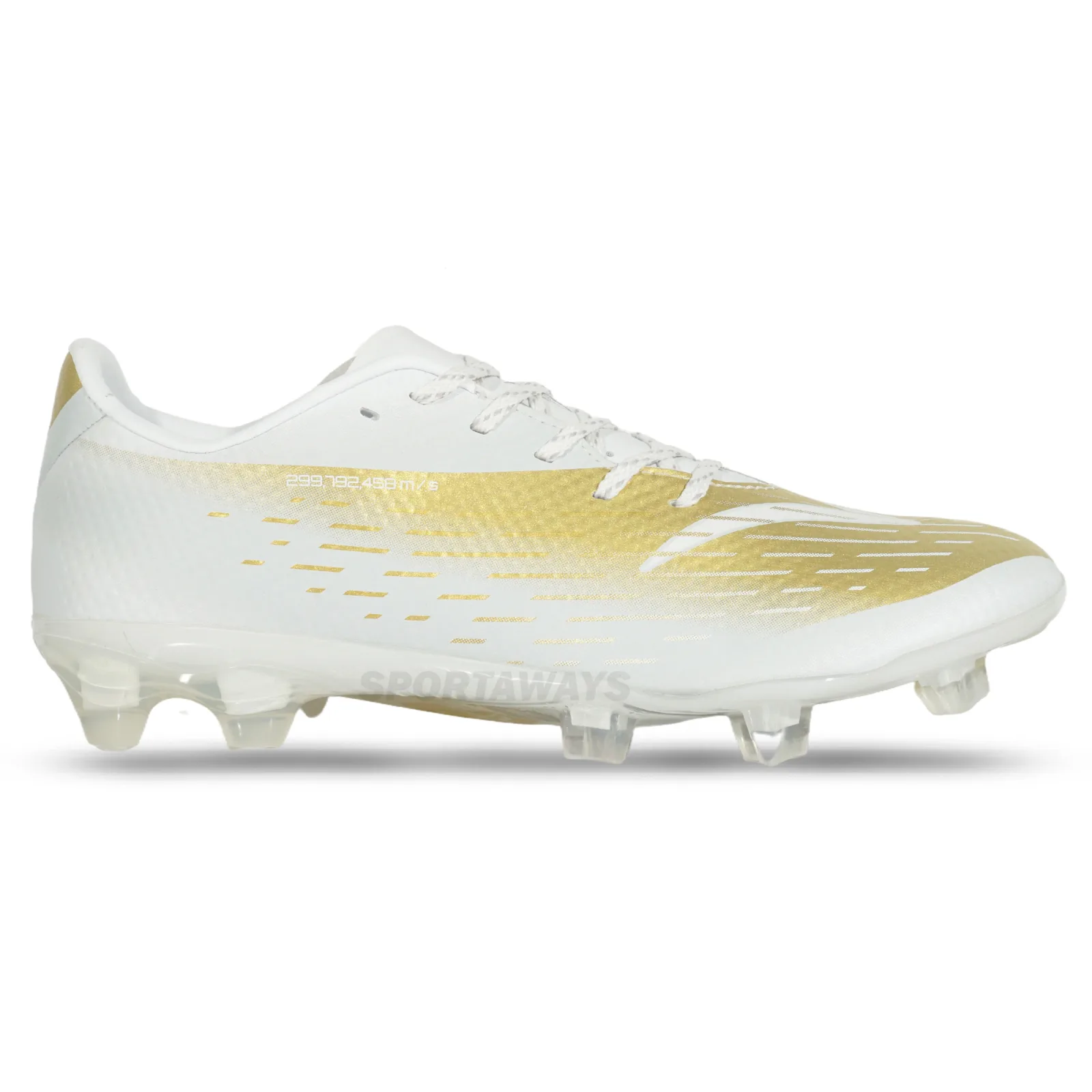 Sepatu Bola Specs Lightspeed 5 Elite FG - White/Oyster Mushroom/Rich Gold 
