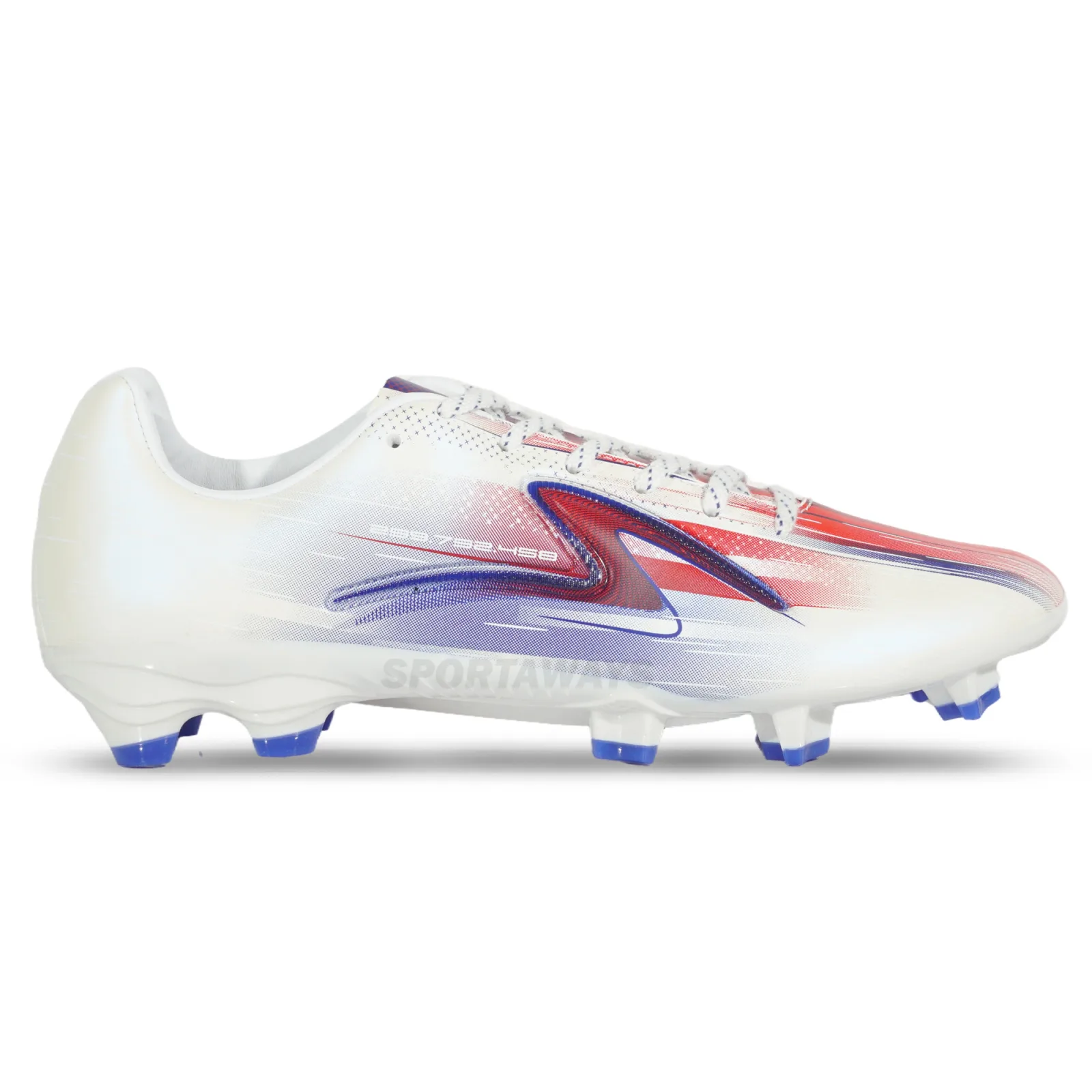 Sepatu Bola Specs Lightspeed Reborn Meta XR FG - White/Flame Scarlet/Mazarine Blue 