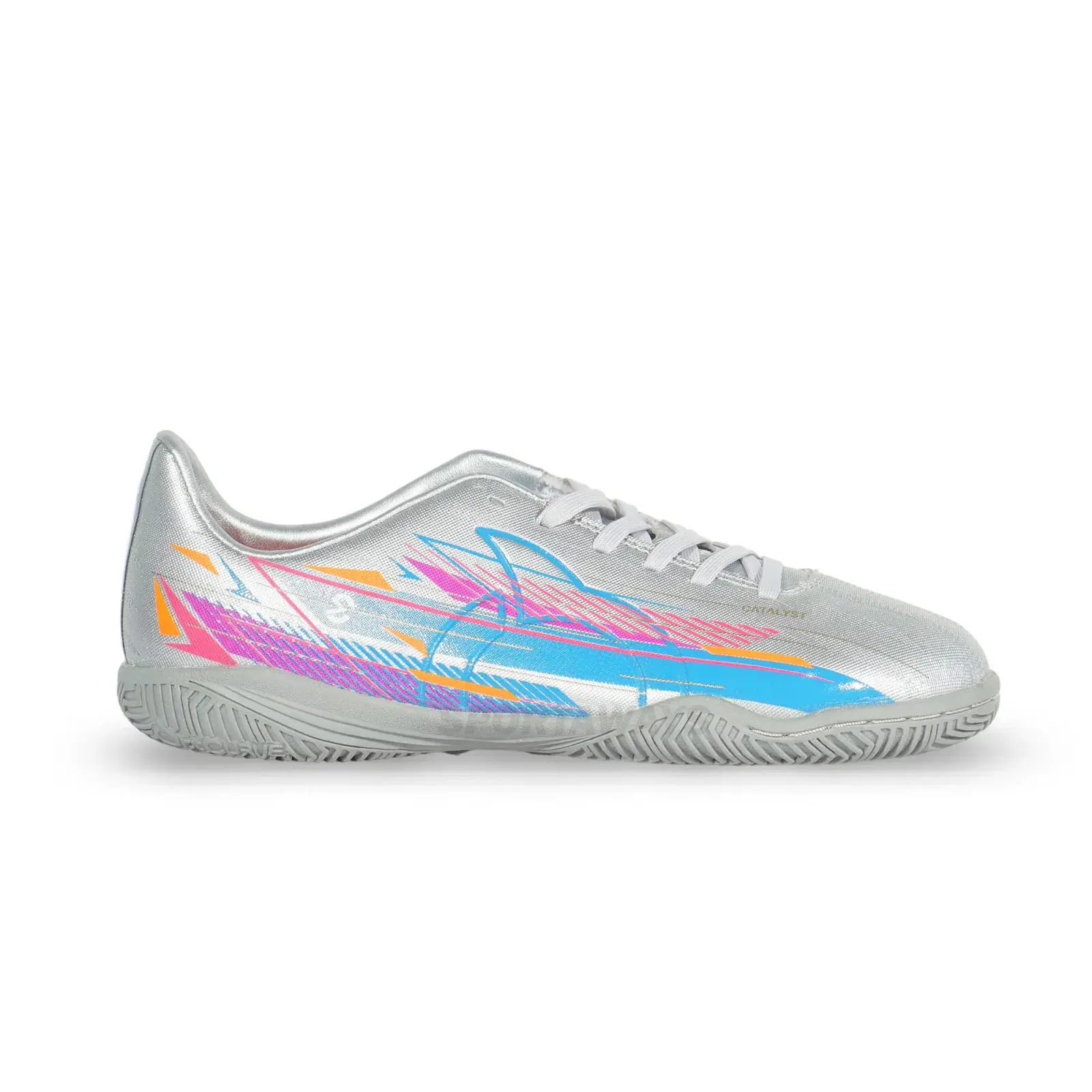 Sepatu Futsal Anak Ortuseight Catalyst Legion V6 IN JR -  Silver/Cyan/Magenta 