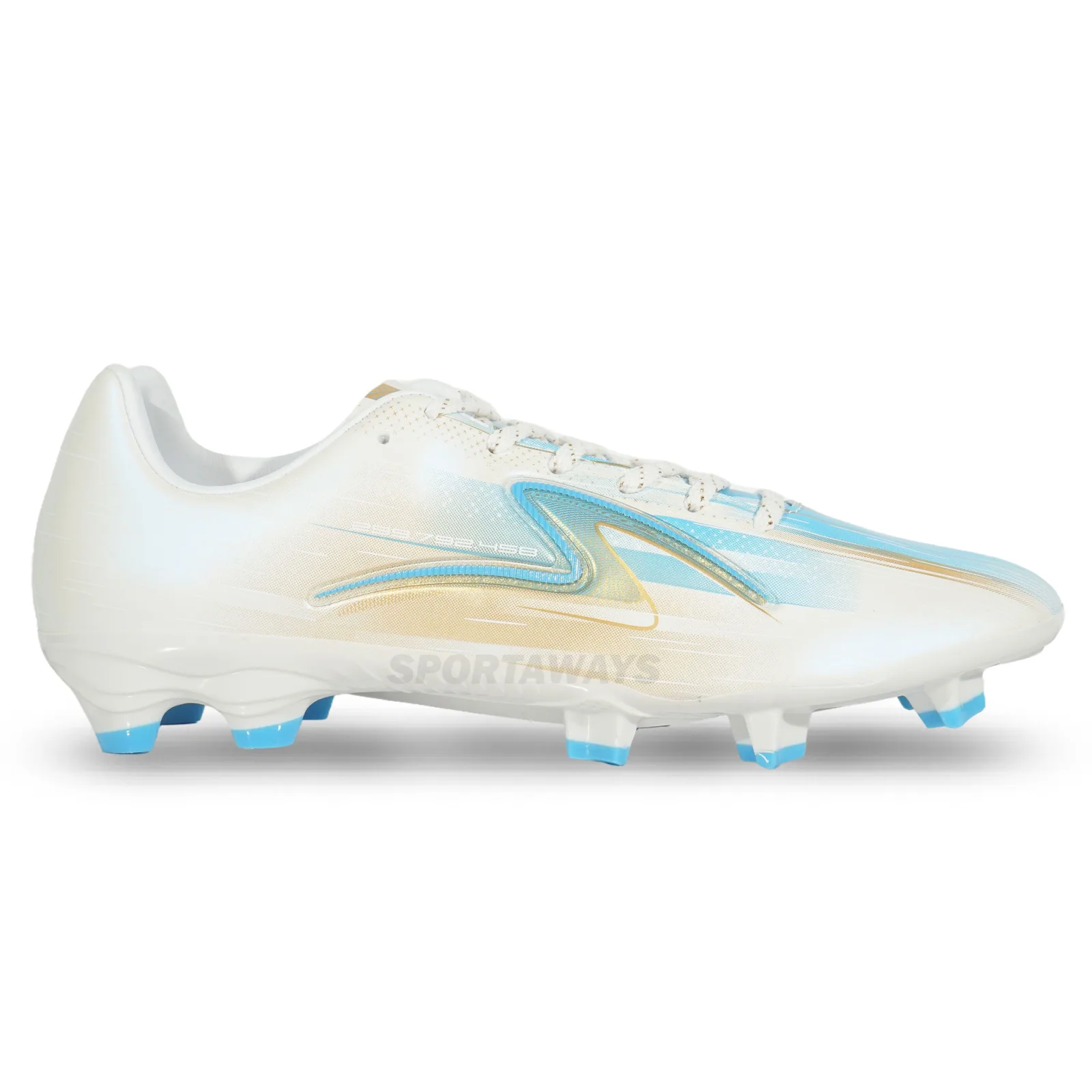 Sepatu Bola Specs Lightspeed Reborn Meta XR FG - White/Aquarius/Gold 
