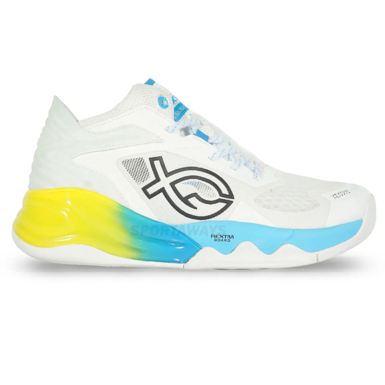 Sepatu Voli Fixch Lunatic - White/Blue Yellow/Black 