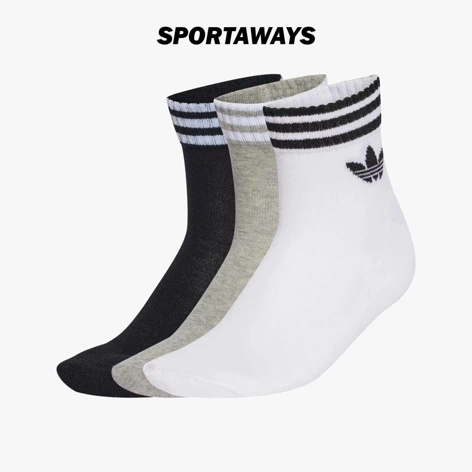 Kaos Kaki Adidas 3S Ankle S 3pcs JV7437 - Black/White/Grey