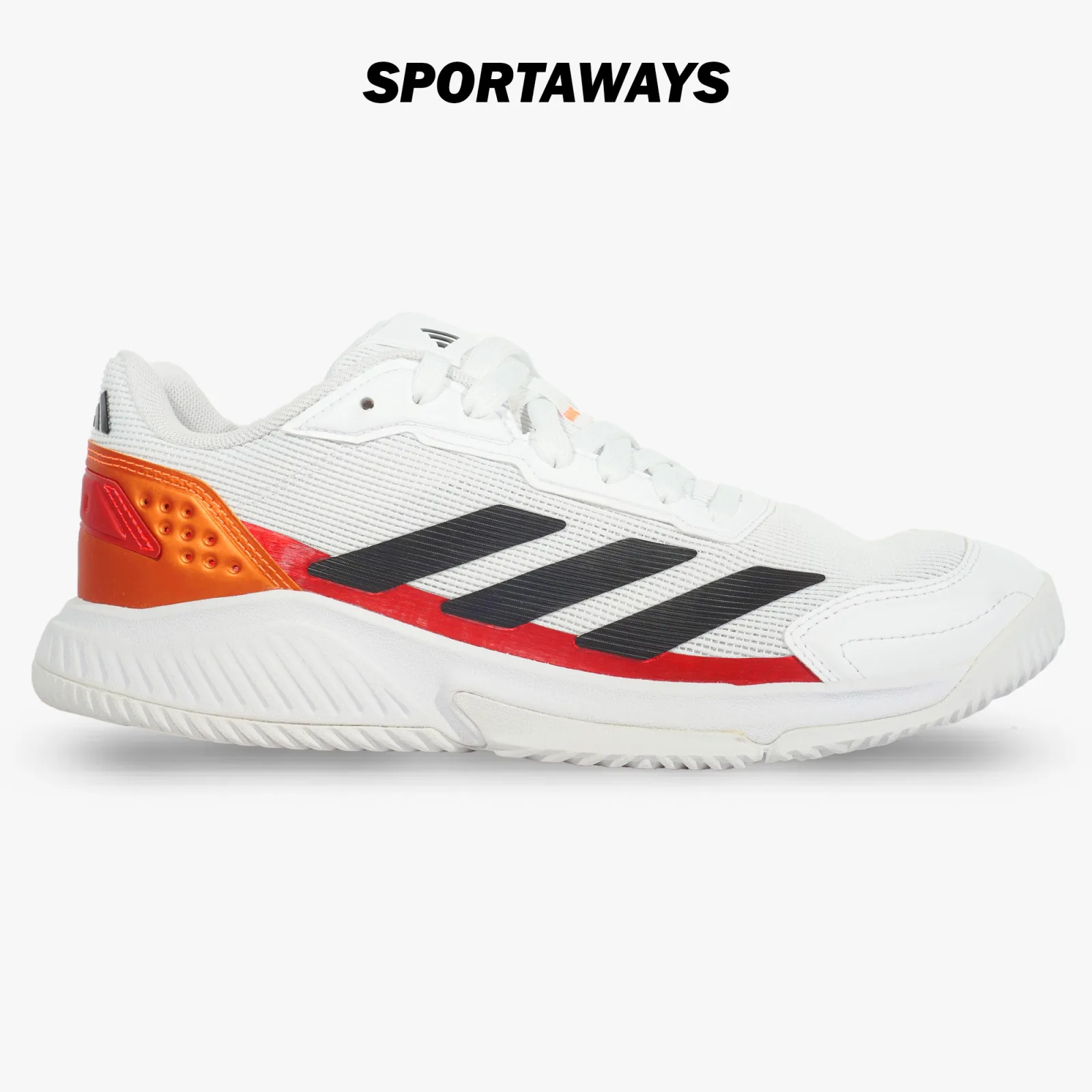 Sepatu Padel Adidas Cortquick Padel M JR48 - Cloud White/Core Black/Lucid Orange 