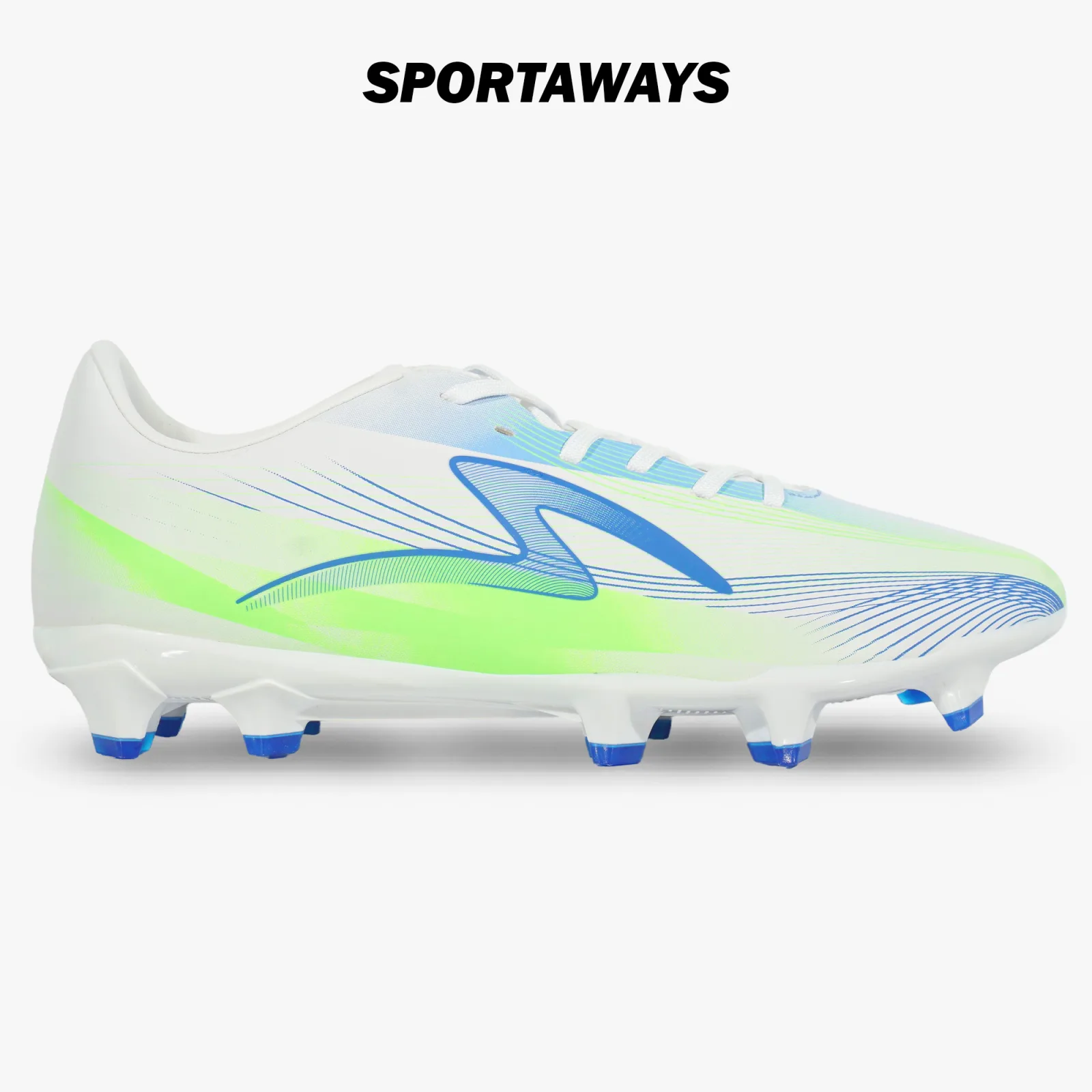 Sepatu Bola Specs Speedblaze 5 FG - White/Green Gecko/Blue 
