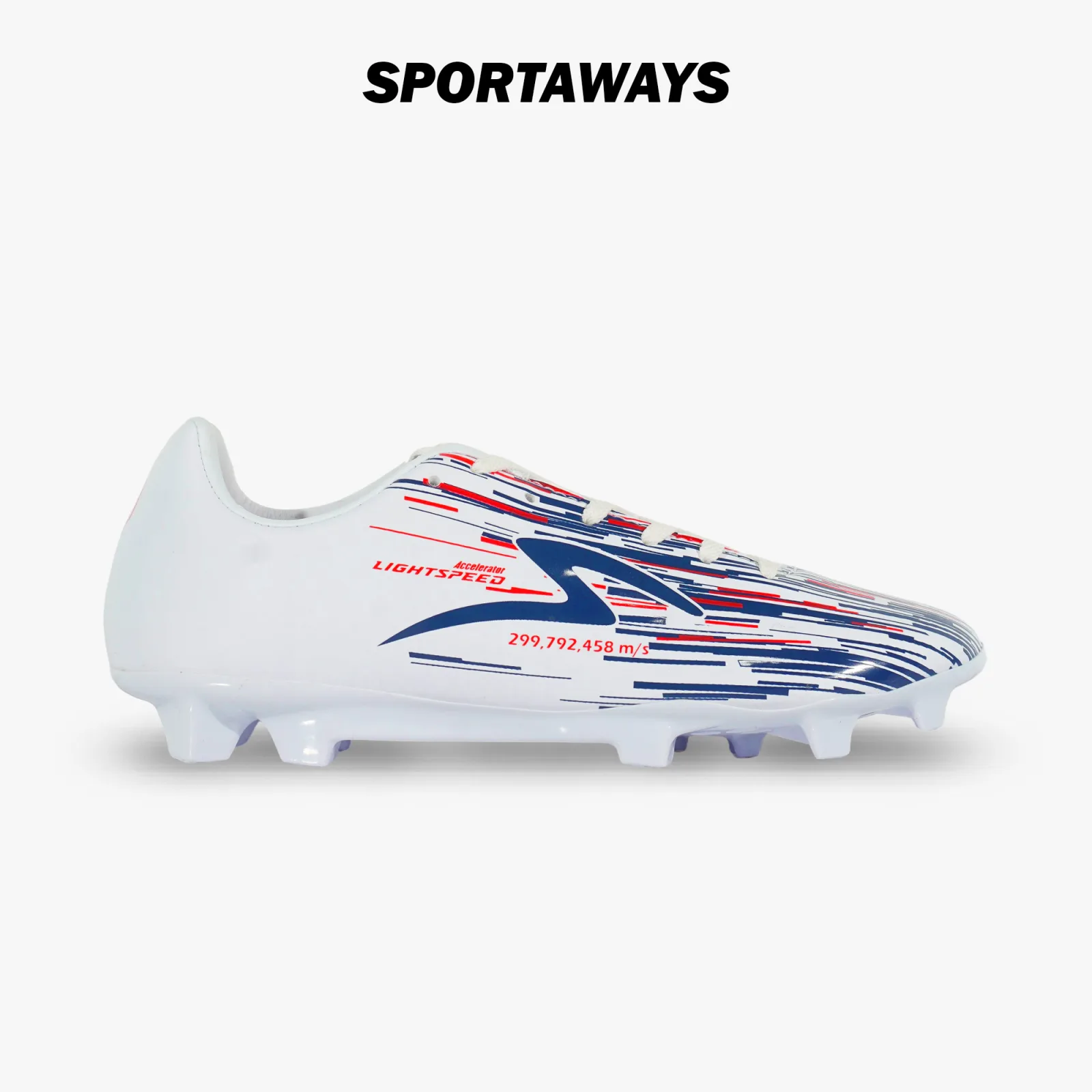 Sepatu Bola Anak Specs Lightspeed Reborn JR FG - White/Dark Blue/Red