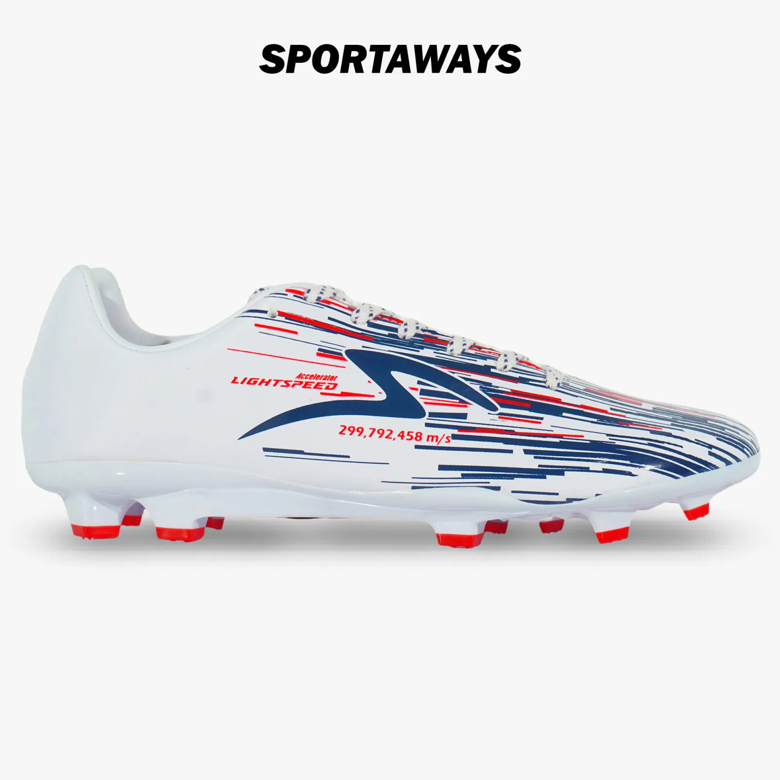 Sepatu Bola Specs Lightspeed Reborn FG - White/Dark Blue/Red